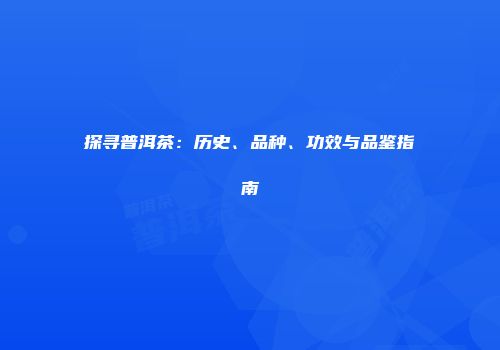 探寻普洱茶：历史、品种、功效与品鉴指南