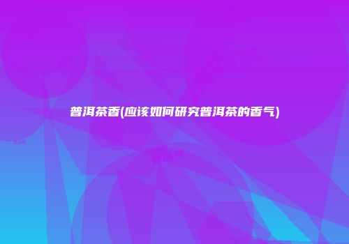 普洱茶香(应该如何研究普洱茶的香气)