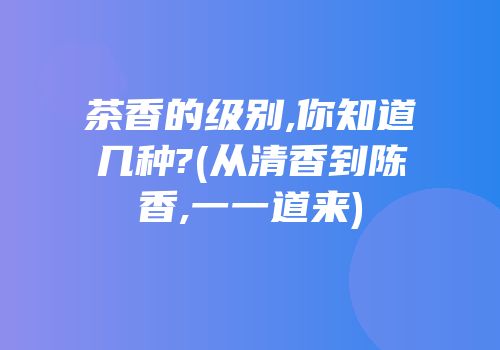 茶香的级别,你知道几种?(从清香到陈香,一一道来)