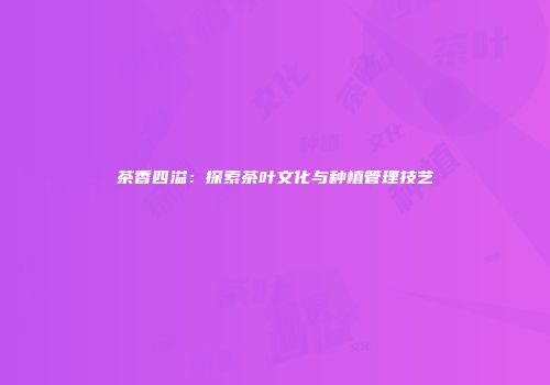 茶香四溢：探索茶叶文化与种植管理技艺