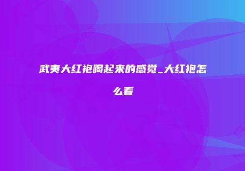 武夷大红袍喝起来的感觉_大红袍怎么看