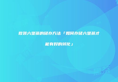 散装六堡茶的储存方法「如何存储六堡茶才能有好的转化」