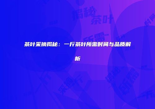 茶叶采摘揭秘：一斤茶叶所需时间与品质解析