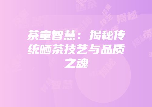 茶童智慧：揭秘传统晒茶技艺与品质之魂