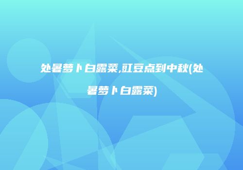 处暑萝卜白露菜,豇豆点到中秋(处暑萝卜白露菜)