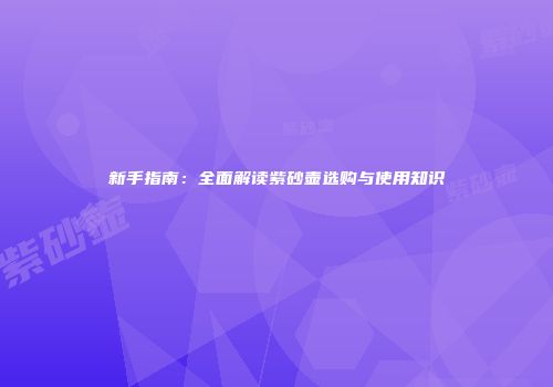 新手指南：全面解读紫砂壶选购与使用知识