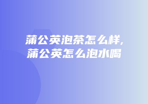 蒲公英泡茶怎么样,蒲公英怎么泡水喝