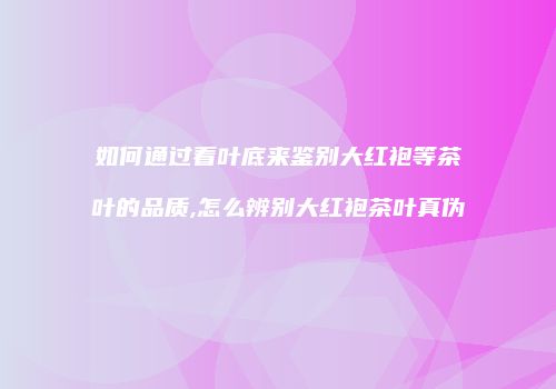 如何通过看叶底来鉴别大红袍等茶叶的品质,怎么辨别大红袍茶叶真伪