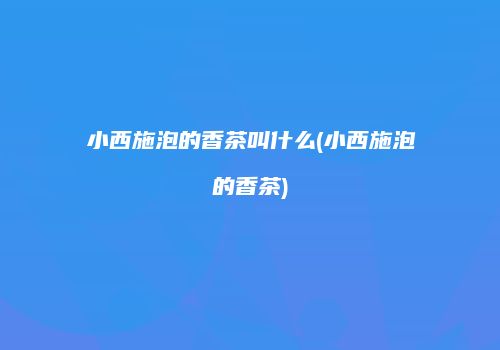 小西施泡的香茶叫什么(小西施泡的香茶)