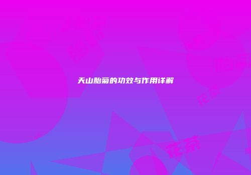 天山胎菊的功效与作用详解