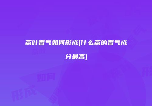 茶叶香气如何形成(什么茶的香气成分最高)