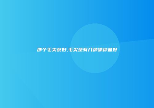 那个毛尖茶好,毛尖茶有几种哪种最好