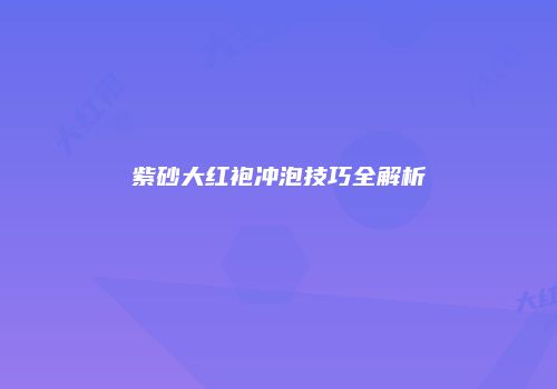 紫砂大红袍冲泡技巧全解析