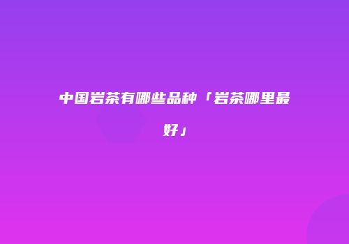 中国岩茶有哪些品种「岩茶哪里最好」