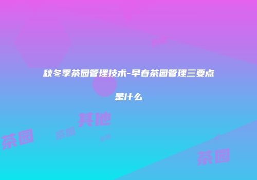 秋冬季茶园管理技术-早春茶园管理三要点是什么