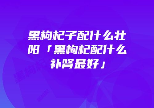 黑枸杞子配什么壮阳「黑枸杞配什么补肾最好」