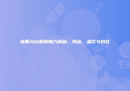 福鼎大白茶的魅力探秘：特点、品饮与对比