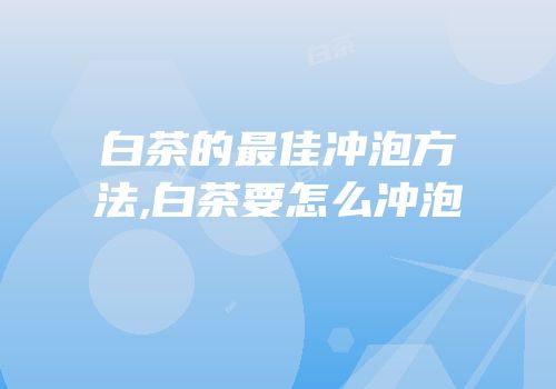 白茶的最佳冲泡方法,白茶要怎么冲泡