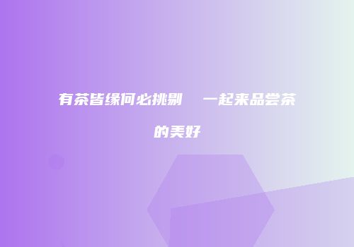 有茶皆缘何必挑剔  一起来品尝茶的美好