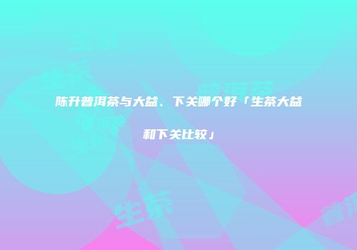 陈升普洱茶与大益、下关哪个好「生茶大益和下关比较」