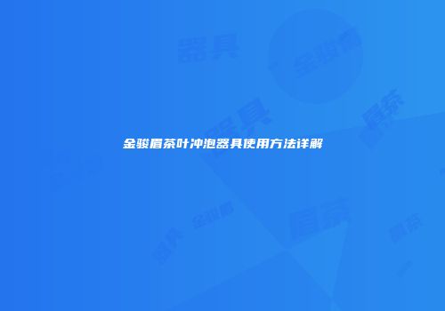 金骏眉茶叶冲泡器具使用方法详解