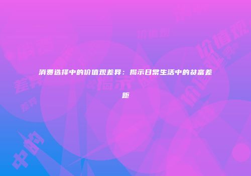 消费选择中的价值观差异：揭示日常生活中的贫富差距