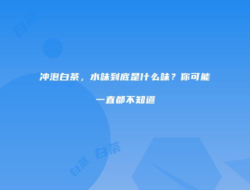 冲泡白茶，水味到底是什么味？你可能一直都不知道