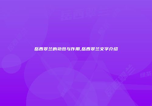 岳西翠兰的功效与作用,岳西翠兰文字介绍