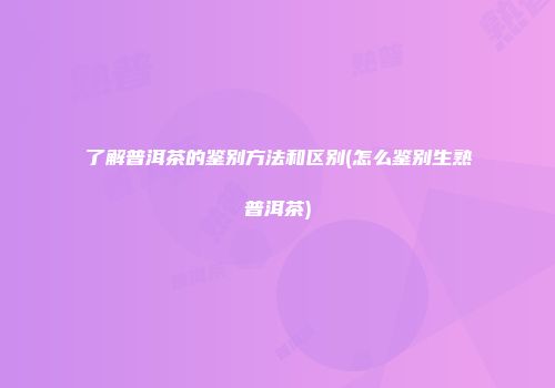 了解普洱茶的鉴别方法和区别(怎么鉴别生熟普洱茶)