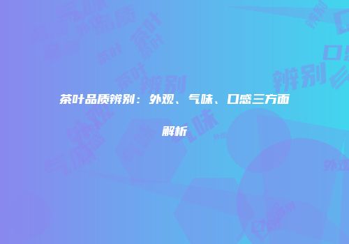 茶叶品质辨别：外观、气味、口感三方面解析