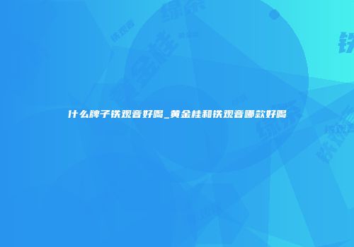 什么牌子铁观音好喝_黄金桂和铁观音哪款好喝