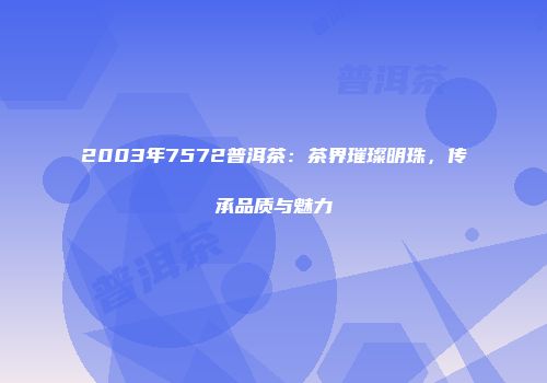 2003年7572普洱茶：茶界璀璨明珠，传承品质与魅力