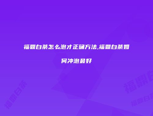 福鼎白茶怎么泡才正确方法,福鼎白茶如何冲泡最好