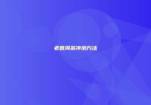 老普洱茶冲泡方法