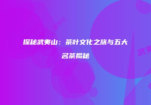 探秘武夷山：茶叶文化之旅与五大名茶揭秘