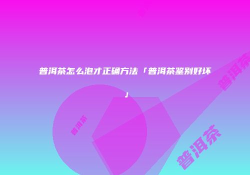 普洱茶怎么泡才正确方法「普洱茶鉴别好坏」