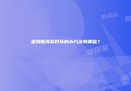 鉴别普洱茶好坏的小方法有哪些？