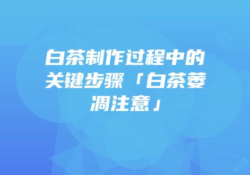 白茶制作过程中的关键步骤「白茶萎凋注意」