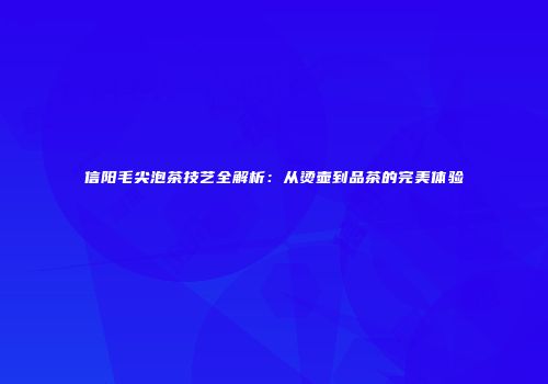 信阳毛尖泡茶技艺全解析：从烫壶到品茶的完美体验