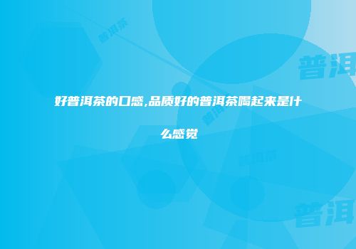 好普洱茶的口感,品质好的普洱茶喝起来是什么感觉