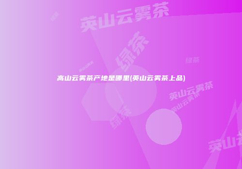 高山云雾茶产地是哪里(英山云雾茶上品)
