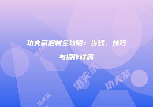 功夫茶泡制全攻略：步骤、技巧与操作详解