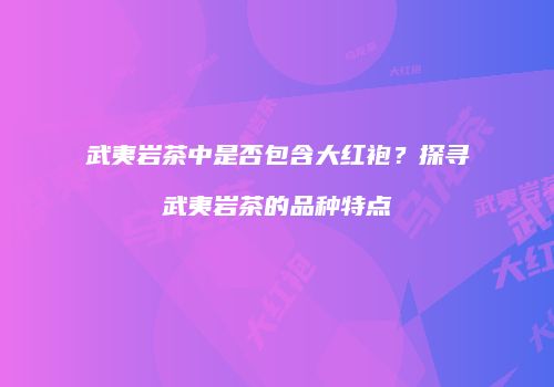 武夷岩茶中是否包含大红袍？探寻武夷岩茶的品种特点