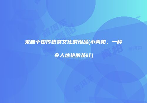 来自中国传统茶文化的珍品(小青柑，一种令人惊艳的茶叶)
