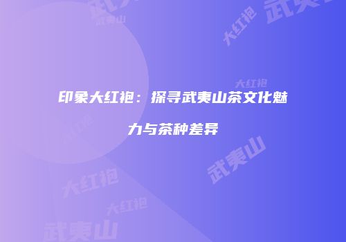 印象大红袍：探寻武夷山茶文化魅力与茶种差异