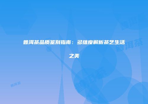 普洱茶品质鉴别指南：多维度解析茶艺生活之美