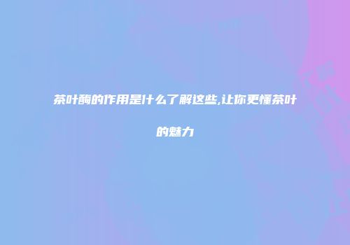 茶叶酶的作用是什么了解这些,让你更懂茶叶的魅力