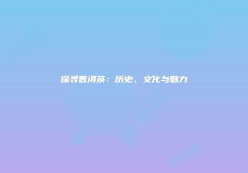 探寻普洱茶：历史、文化与魅力
