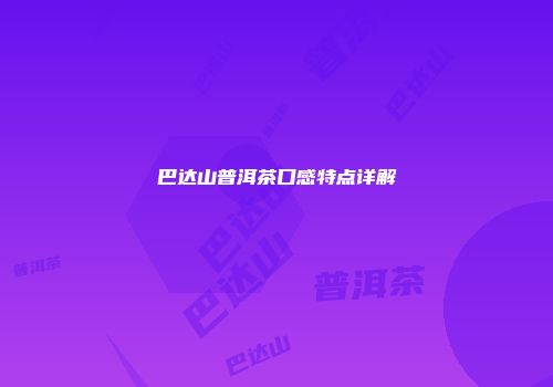巴达山普洱茶口感特点详解
