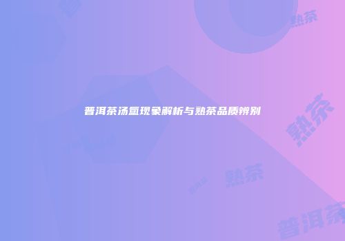 普洱茶汤氲现象解析与熟茶品质辨别